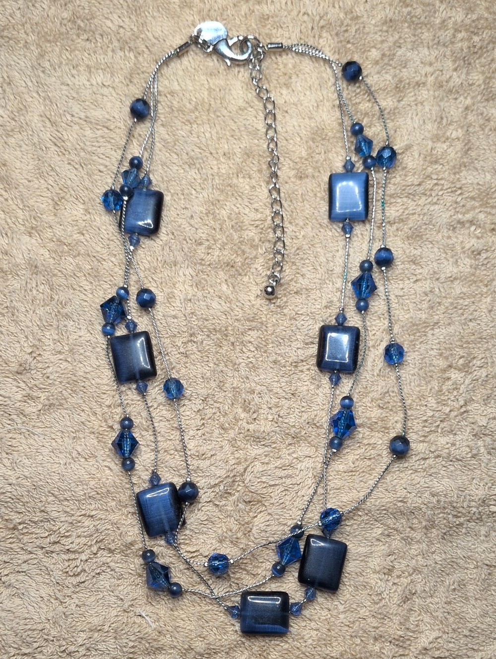 Lia Sophia Three-Strand Navy and Sapphire Glass Beaded Necklace